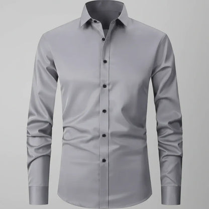 Men's Stretch Slim-Fit Long Sleeve Button-Up Dress Shirt