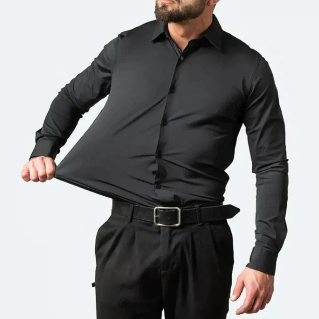 Men's Stretch Slim-Fit Long Sleeve Button-Up Dress Shirt