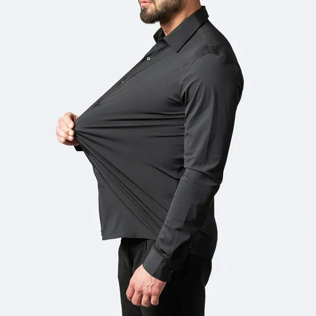 Men's Stretch Slim-Fit Long Sleeve Button-Up Dress Shirt