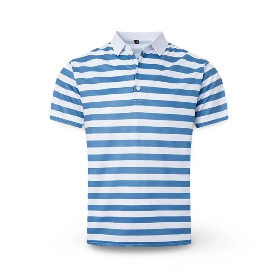 Men's Striped Short-Sleeve Polo Shirt Summer Casual Top