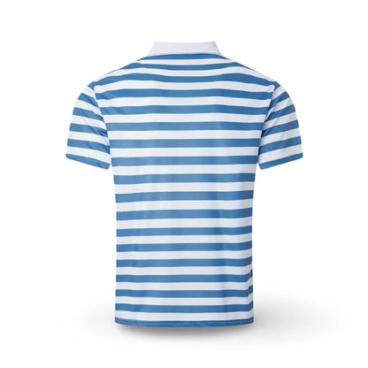 Men's Striped Short-Sleeve Polo Shirt Summer Casual Top