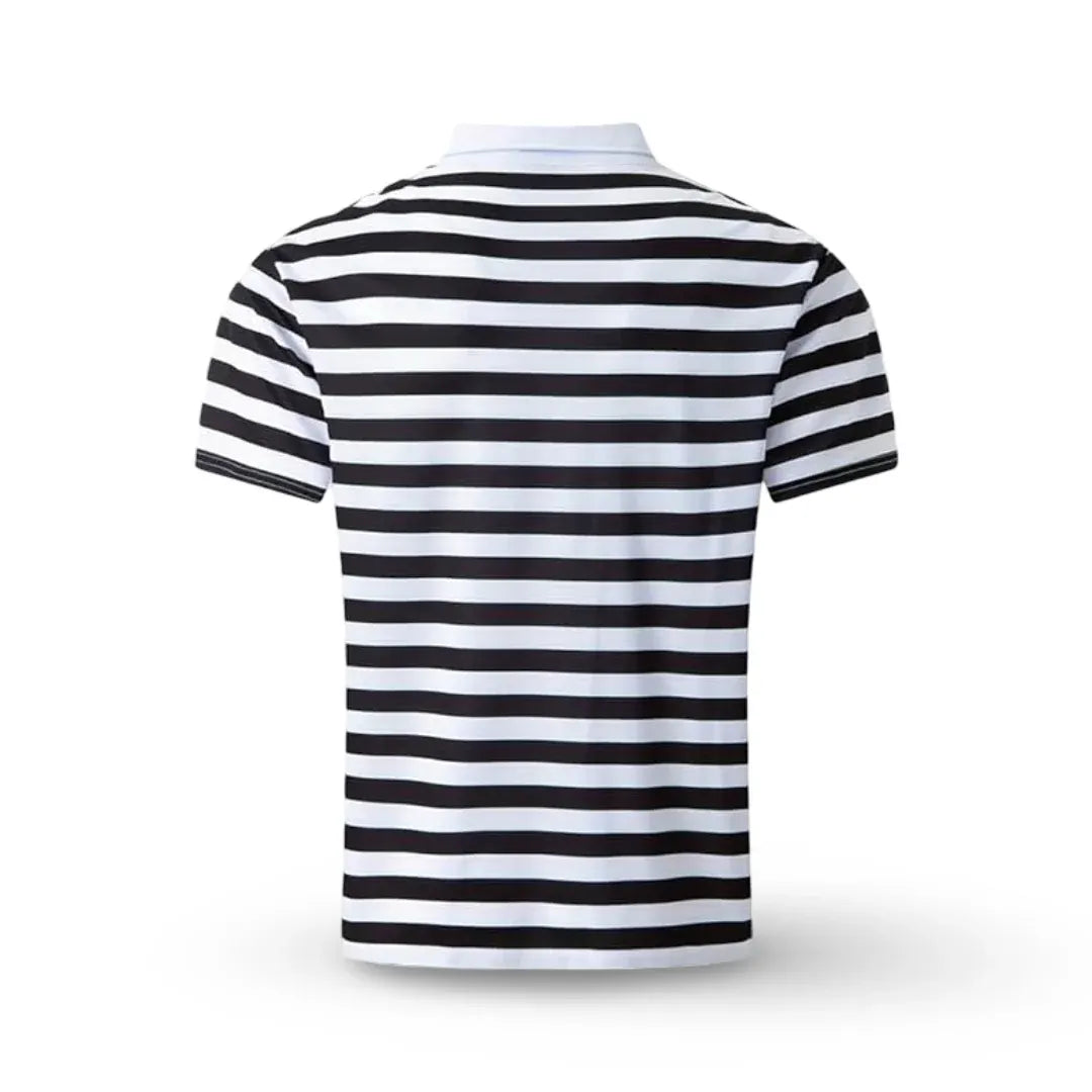 Men's Striped Short-Sleeve Polo Shirt Summer Casual Top