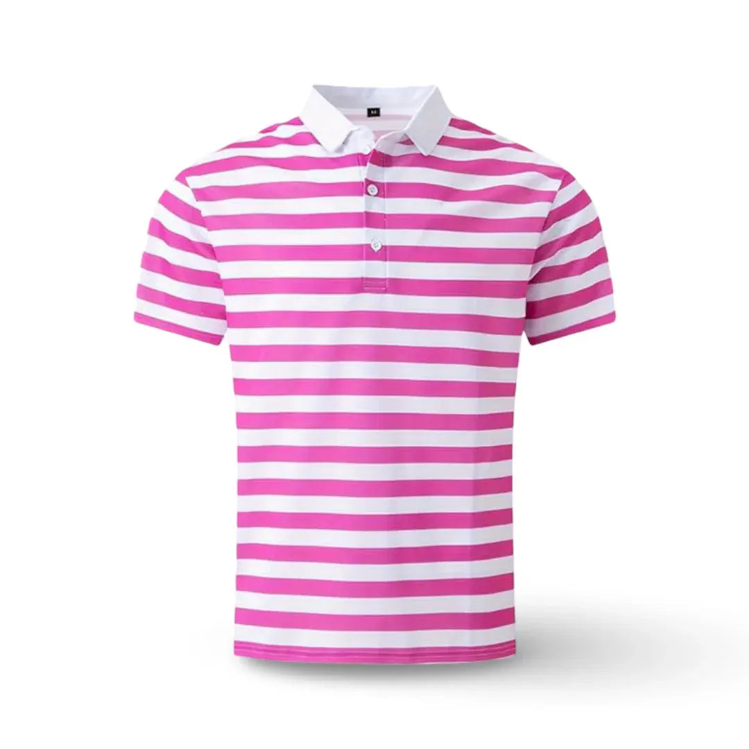 Men's Striped Short-Sleeve Polo Shirt Summer Casual Top