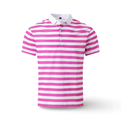 Men's Striped Short-Sleeve Polo Shirt Summer Casual Top