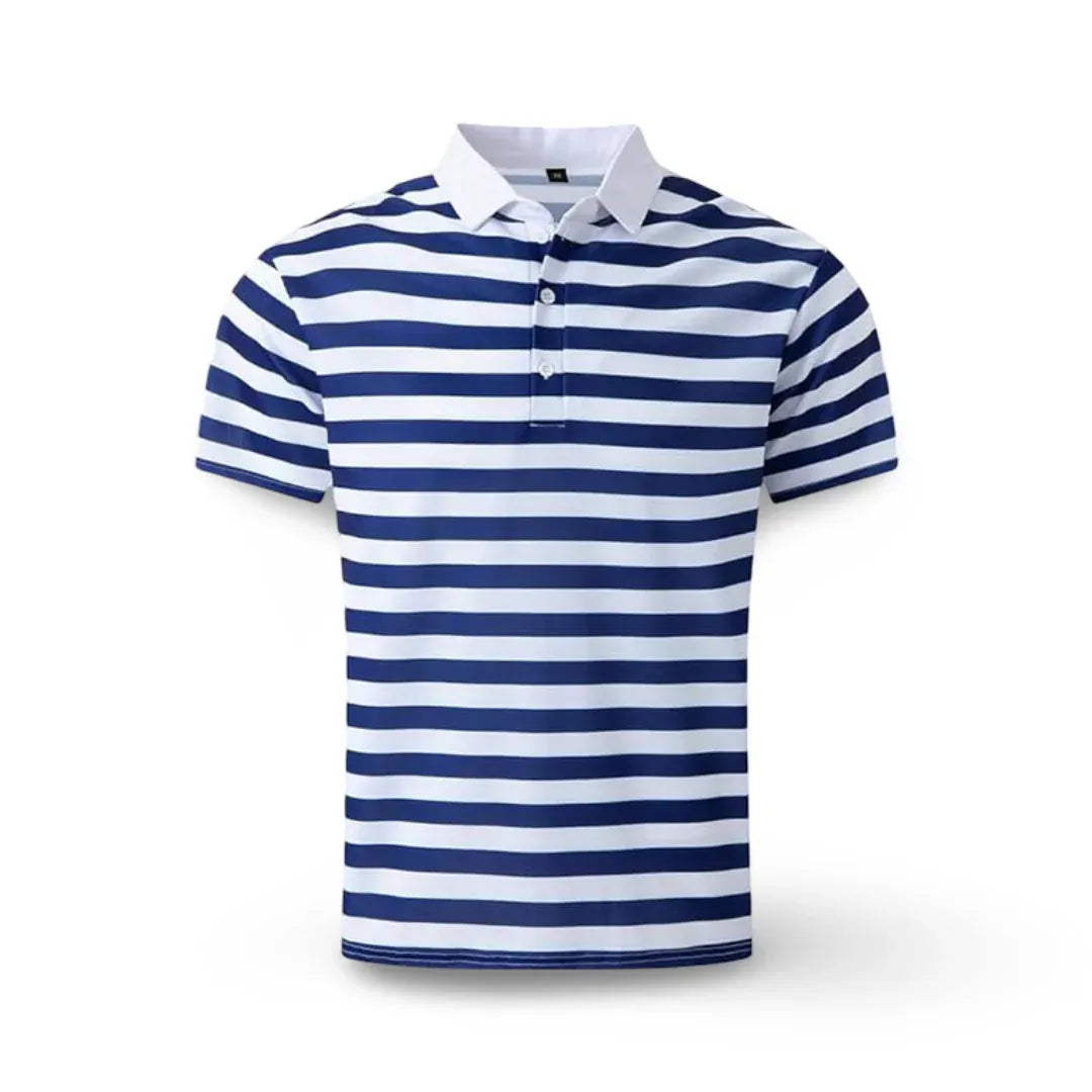 Men's Striped Short-Sleeve Polo Shirt Summer Casual Top