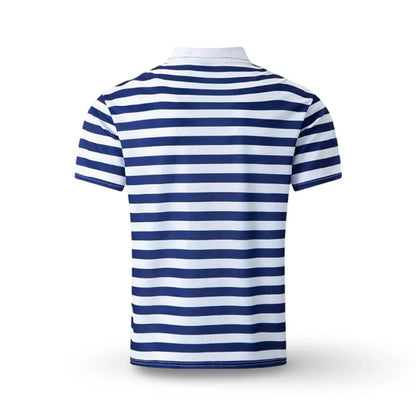 Men's Striped Short-Sleeve Polo Shirt Summer Casual Top