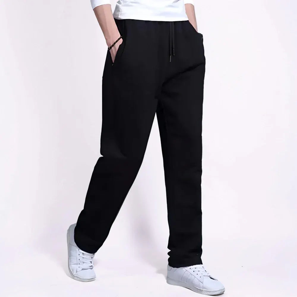 Men's Wide-Leg Joggers with Drawstring Waist - Casual Sweatpants