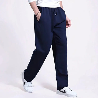 Men's Wide-Leg Joggers with Drawstring Waist - Casual Sweatpants
