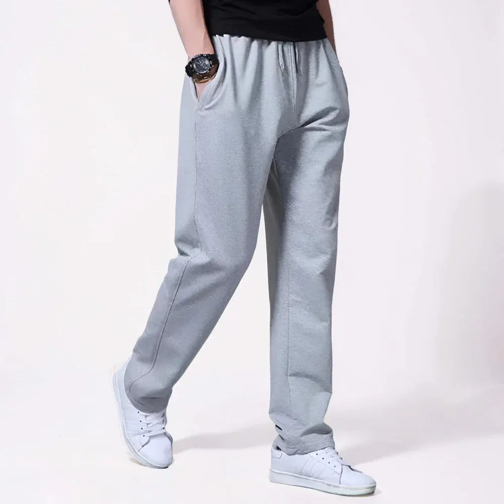 Men's Wide-Leg Joggers with Drawstring Waist - Casual Sweatpants
