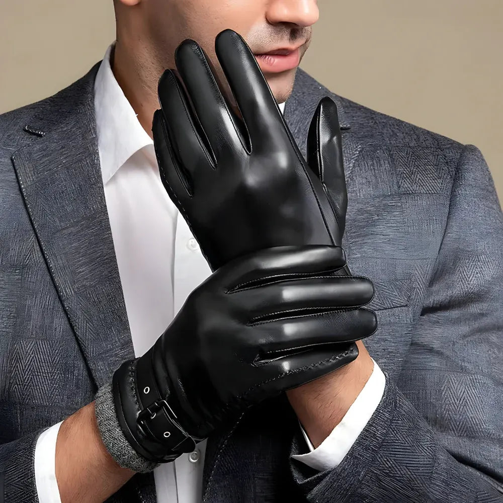 Men's Winter Touchscreen Driving Gloves with Adjustable Strap Closure
