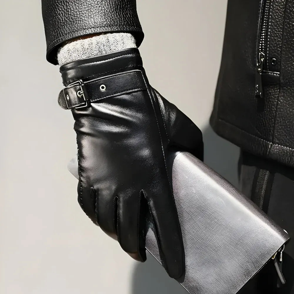 Men's Winter Touchscreen Driving Gloves with Adjustable Strap Closure