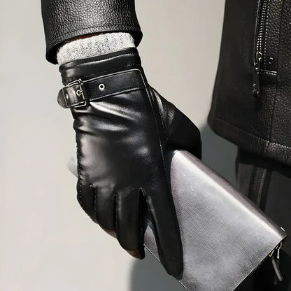 Men's Winter Touchscreen Driving Gloves with Adjustable Strap Closure
