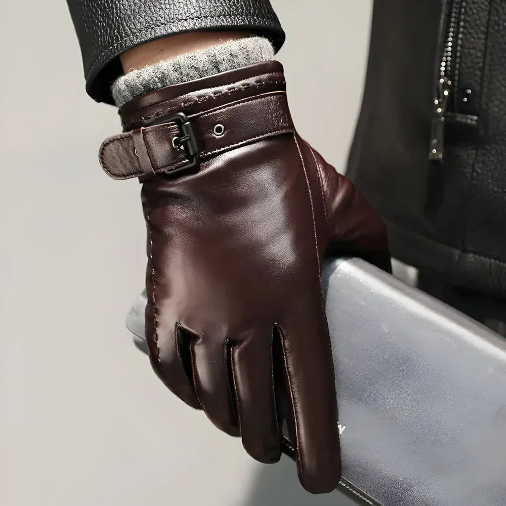 Men's Winter Touchscreen Driving Gloves with Adjustable Strap Closure