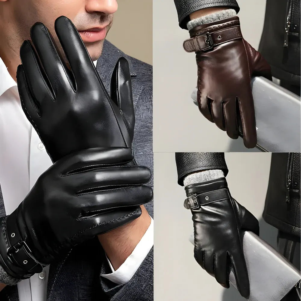 Men's Winter Touchscreen Driving Gloves with Adjustable Strap Closure