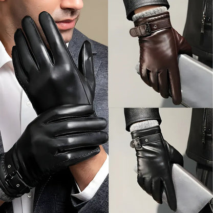 Men's Winter Touchscreen Driving Gloves with Adjustable Strap Closure