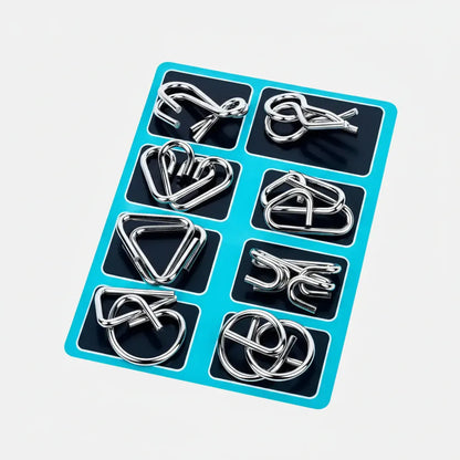 Metal Brain Teaser Puzzle Set - Logic Game Toy Collection
