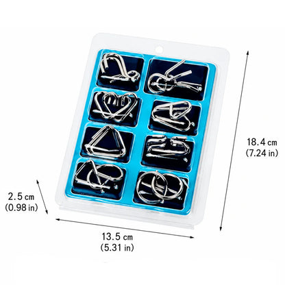 Metal Brain Teaser Puzzle Set - Logic Game Toy Collection