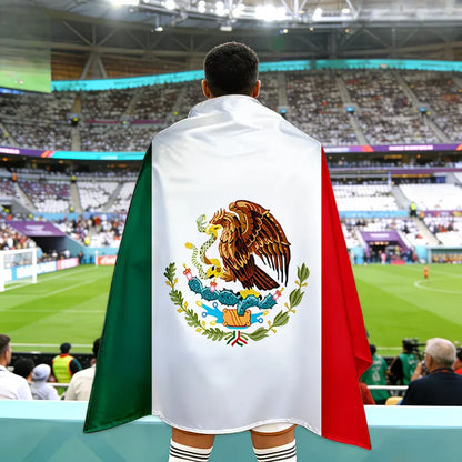 Mexico Fan Wearable Cape Flag Banner for Soccer Game Day, Large