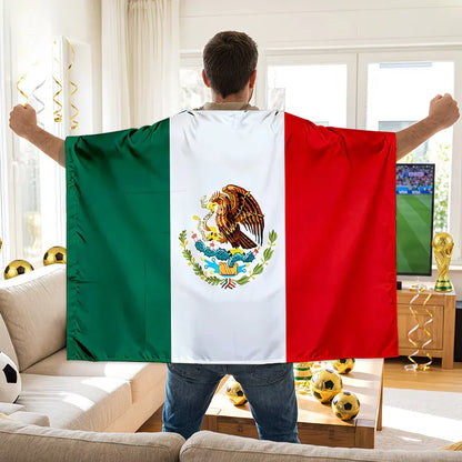 Mexico Fan Wearable Cape Flag Banner for Soccer Game Day, Large
