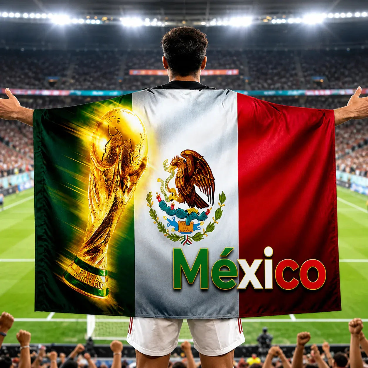 Mexico Flag Soccer Fan Cape Banner - Large Game Day Wall Decor