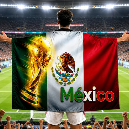 Mexico Flag Soccer Fan Cape Banner - Large Game Day Wall Decor