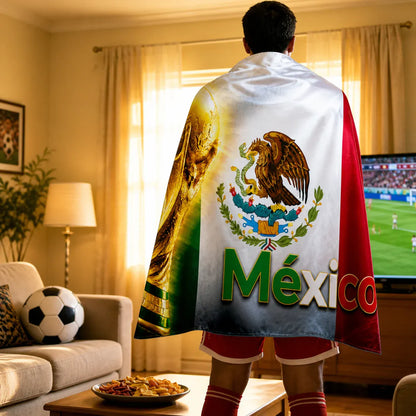 Mexico Flag Soccer Fan Cape Banner - Large Game Day Wall Decor