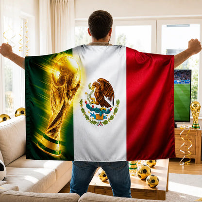 Mexico Flag Soccer Fan Cape Banner - Large Game Day Wall Decor