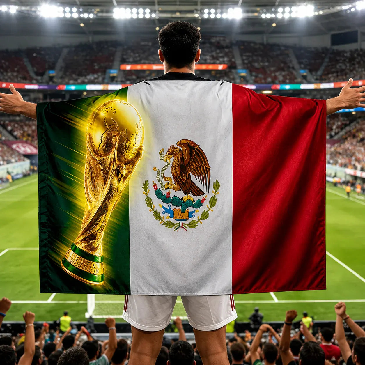 Mexico Soccer Fan Cape Wearable Flag Banner for Game Day