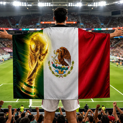 Mexico Soccer Fan Cape Wearable Flag Banner for Game Day