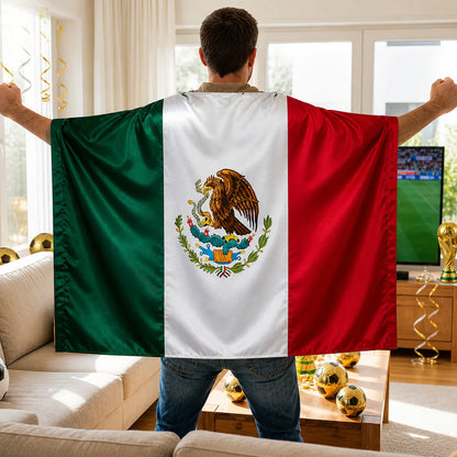 Mexico Soccer Fan Cape Wearable Flag Banner for Game Day