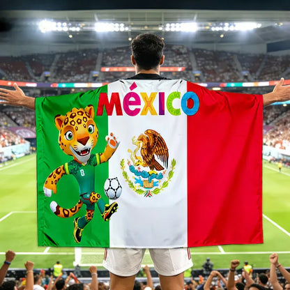 Mexico World Cup Fan Cape Flag Banner - Large Soccer Supporter Cloak