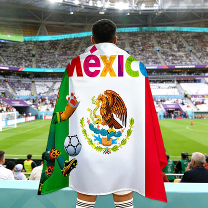 Mexico World Cup Fan Cape Flag Banner - Large Soccer Supporter Cloak