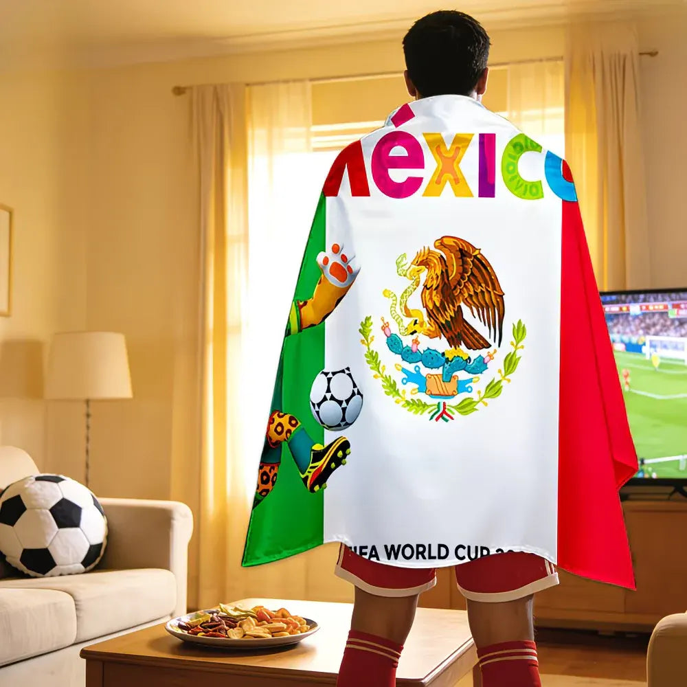 Mexico World Cup Fan Cape Flag Banner - Large Soccer Supporter Cloak