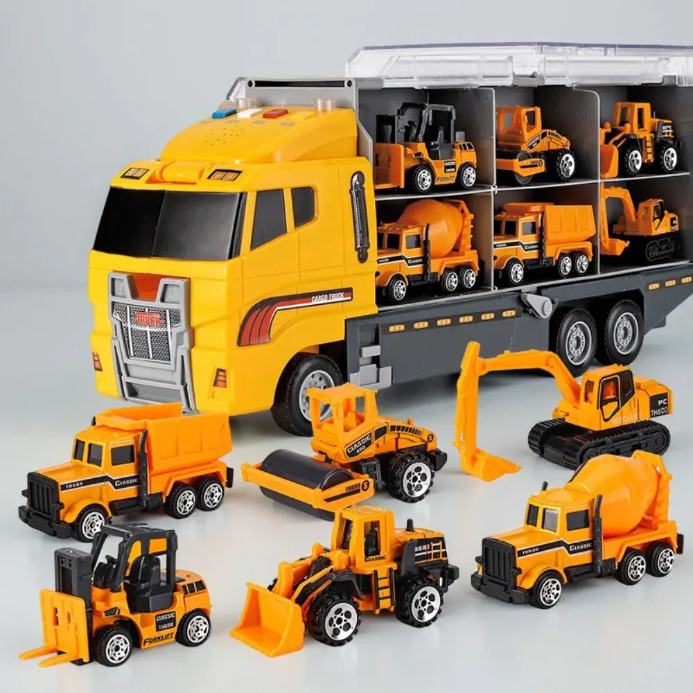 Mini Alloy Truck & Construction Vehicle Playset Carrier Kit