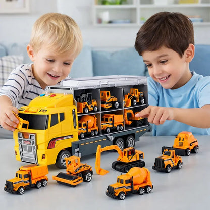Mini Alloy Truck & Construction Vehicle Playset Carrier Kit