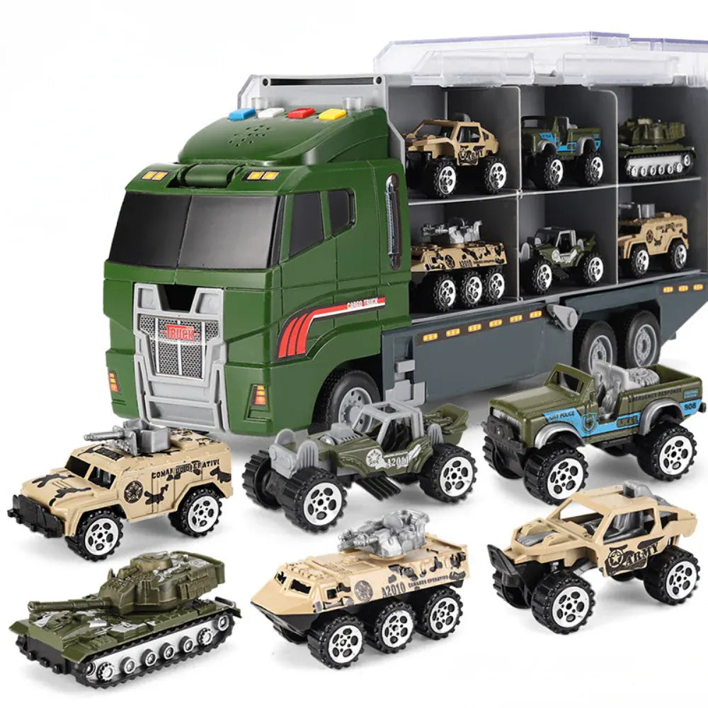 Mini Alloy Truck & Construction Vehicle Playset Carrier Kit