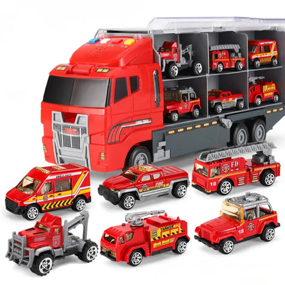 Mini Alloy Truck & Construction Vehicle Playset Carrier Kit