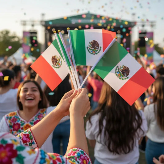 Mini Mexican Flags Handheld Set for Events