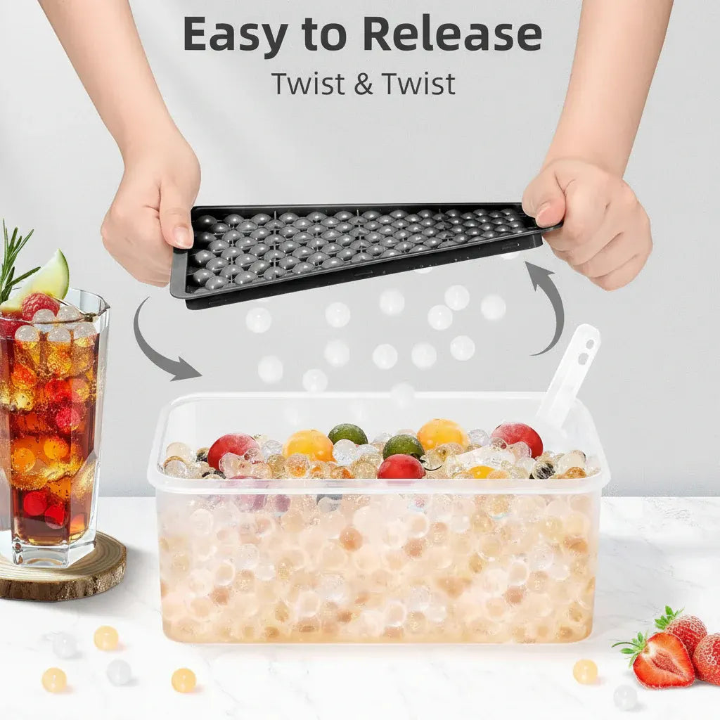 Mini Round Ice Ball Mold Silicone Tray with Bottle-Friendly Design