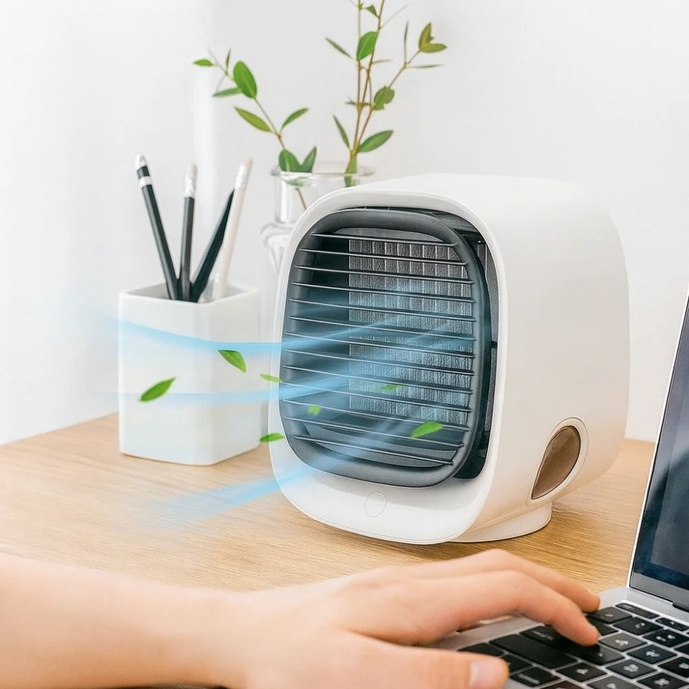 Mini USB Desk Fan with Air Cooling and Humidifier Function for Room