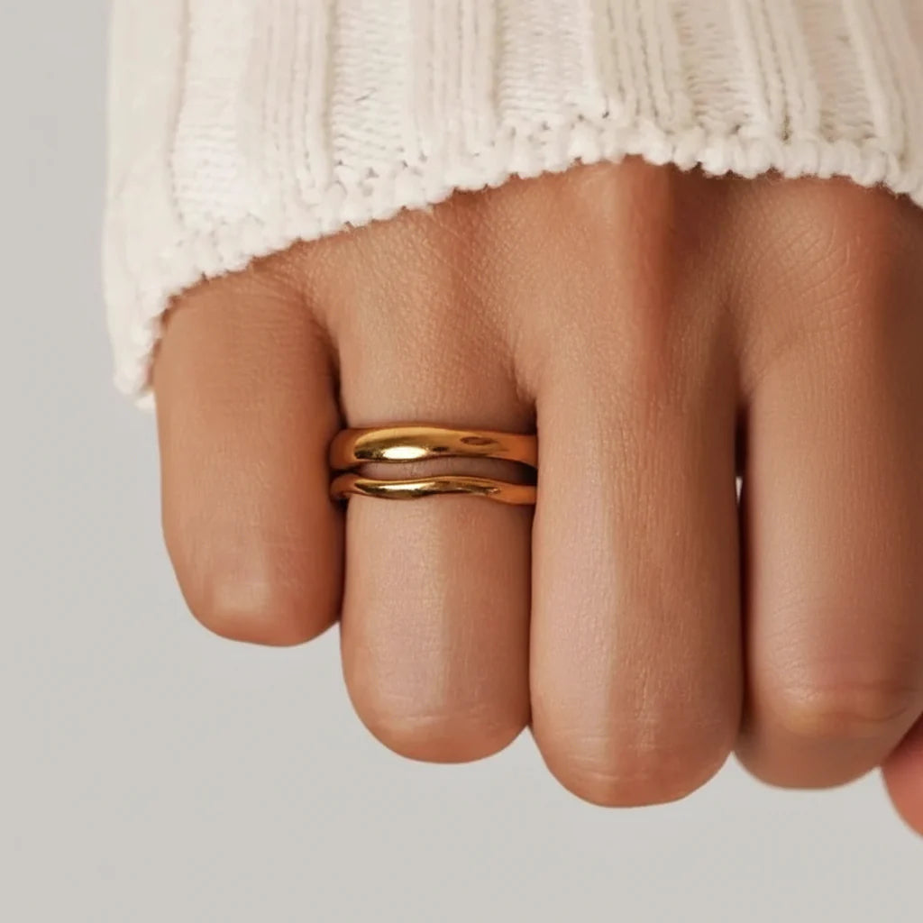 Minimalist Gold Stainless Steel Stacking Ring for Everyday Wear