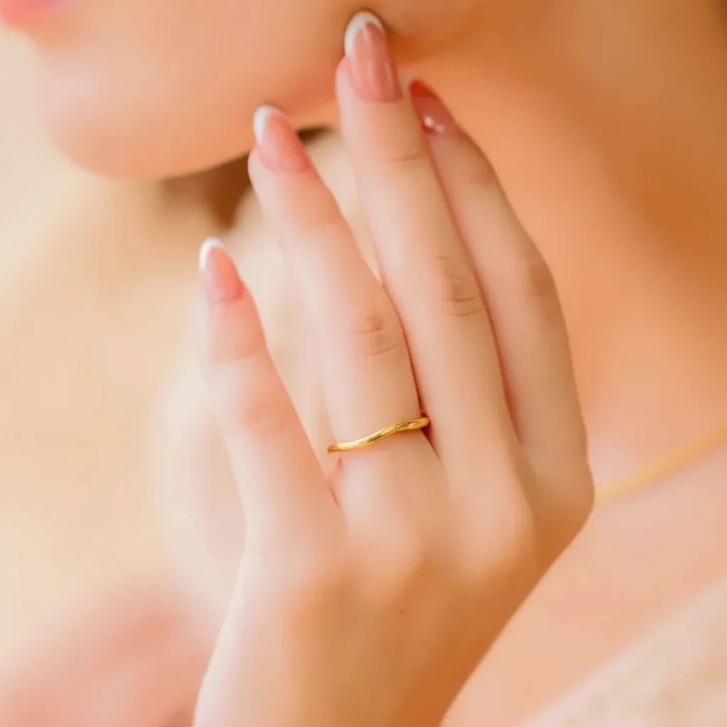 Minimalist Gold Stainless Steel Stacking Ring for Everyday Wear