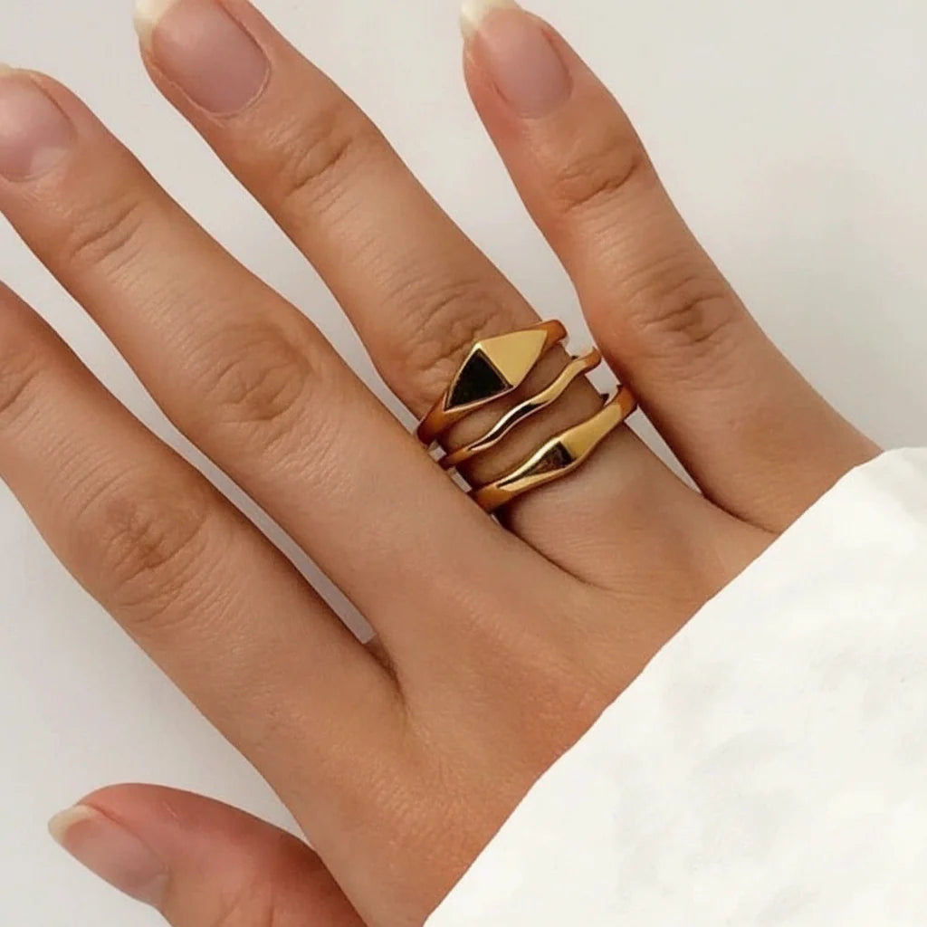 Minimalist Gold Stainless Steel Stacking Ring for Everyday Wear