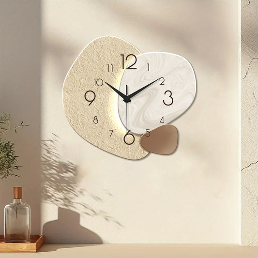 Minimalist Silent Quartz Wall Clock - Modern Stone-Inspired Design
