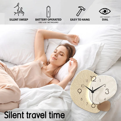 Minimalist Silent Quartz Wall Clock - Modern Stone-Inspired Design