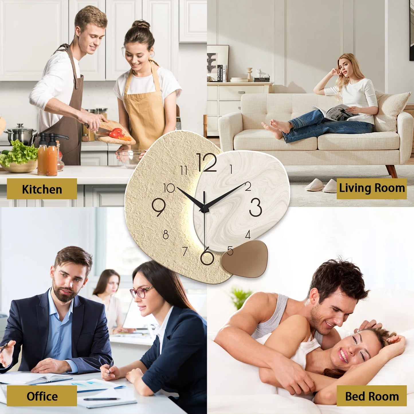 Minimalist Silent Quartz Wall Clock - Modern Stone-Inspired Design