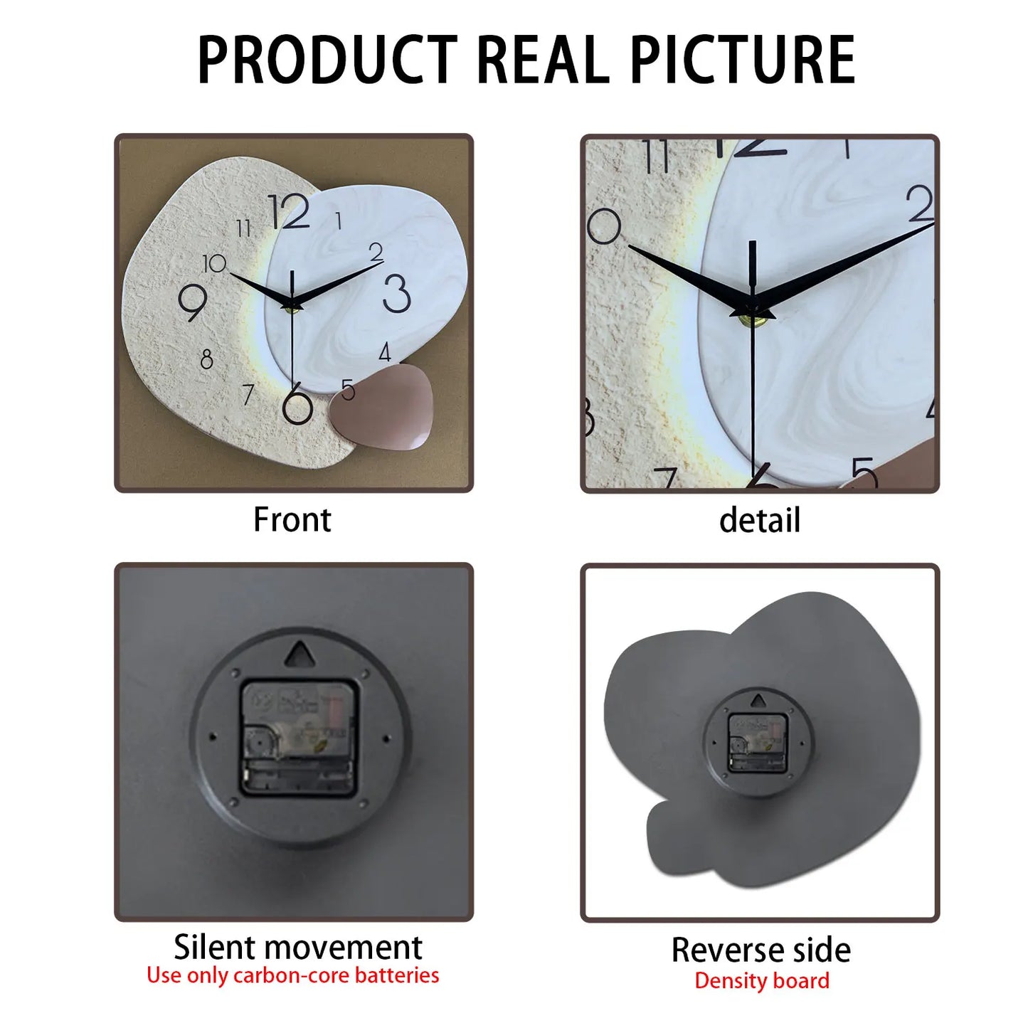 Minimalist Silent Quartz Wall Clock - Modern Stone-Inspired Design