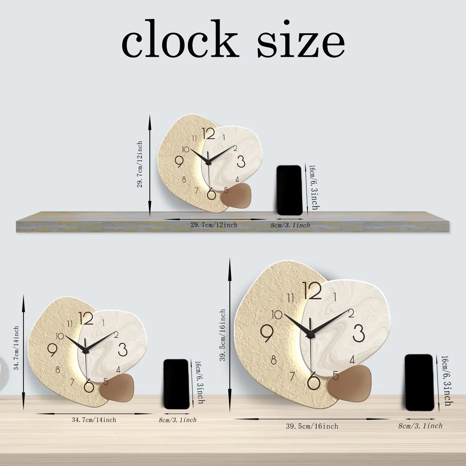 Minimalist Silent Quartz Wall Clock - Modern Stone-Inspired Design