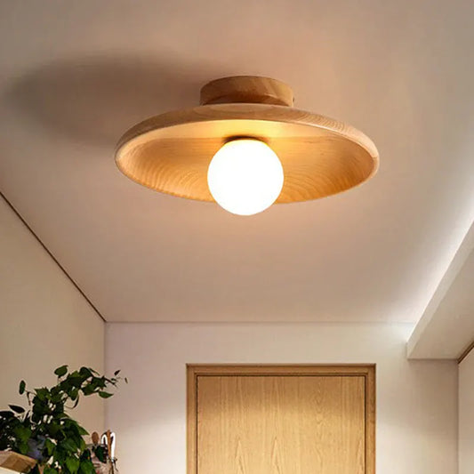 Minimalist Wood Semi-Flush Mount Ceiling Light Fixture