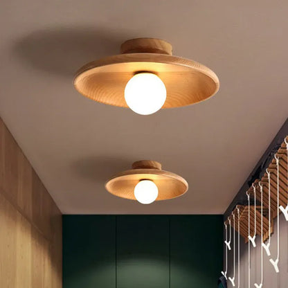 Minimalist Wood Semi-Flush Mount Ceiling Light Fixture
